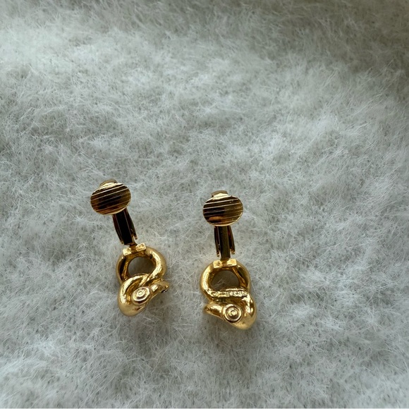 Christian Dior Gold and Black Knot Clip Earrings
